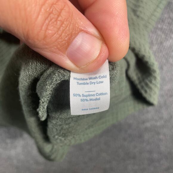 Marine Layer Waffle Knit Hoodie Men's Medium Green Drawstring Casual Lightweight - Picture 8 of 10